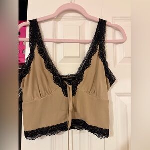 Forever 21 Tan and Black Lace Tank